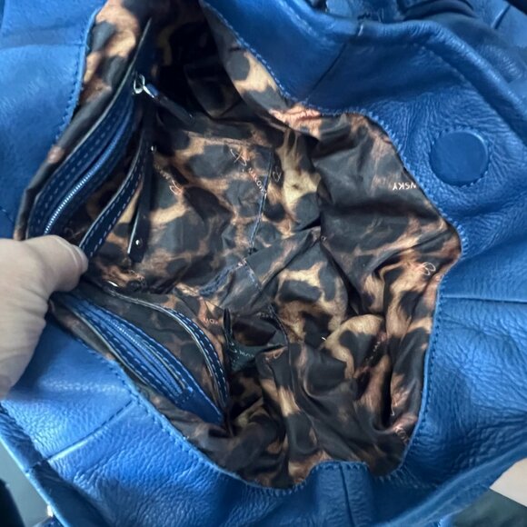 b. makowsky RARE Blue Leather Handbag - Picture 14 of 16